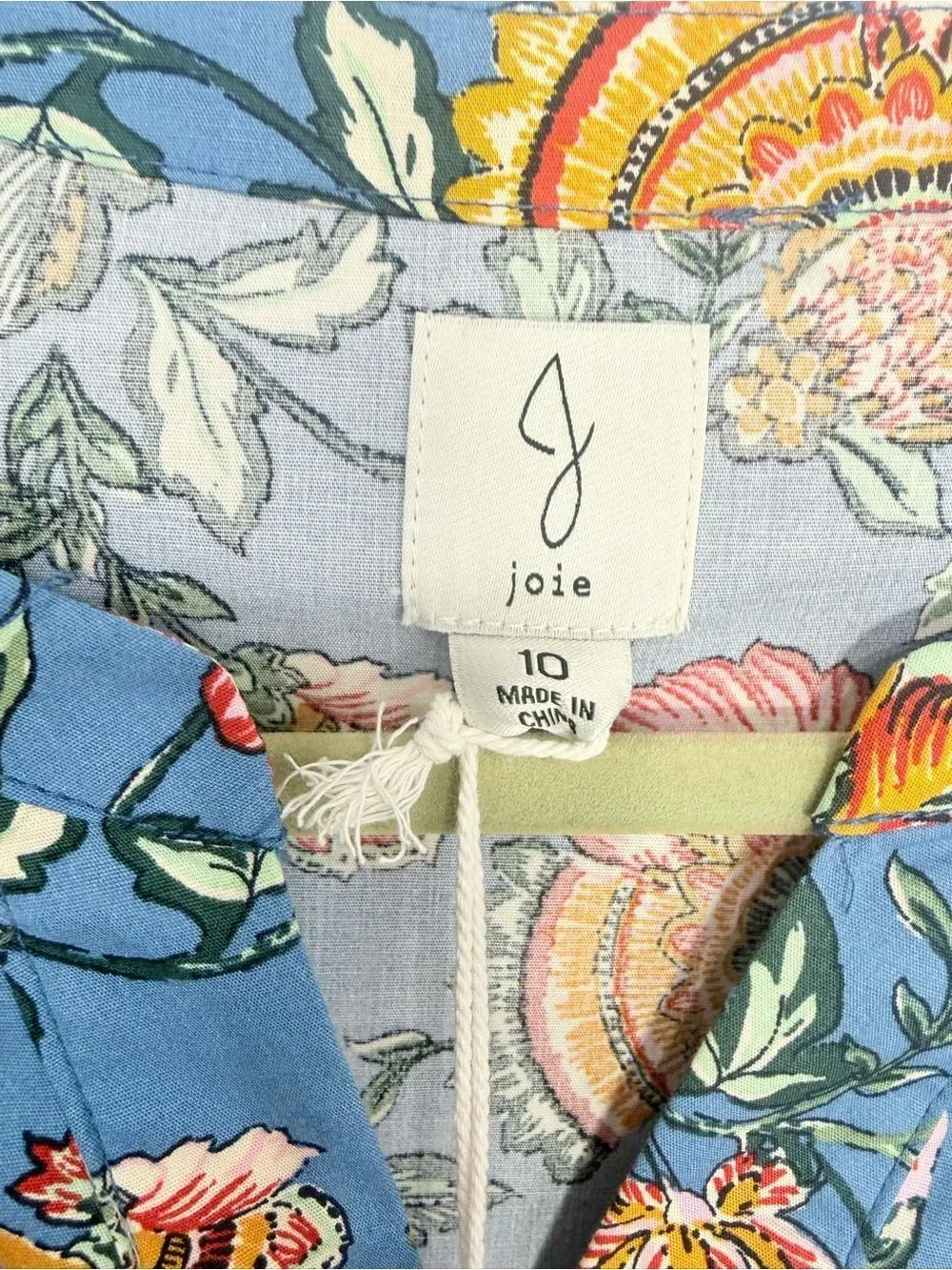 Joie Blue Pink Floral Print Complimentary Hem Puff Sleeve A Line Mini Dress NEW